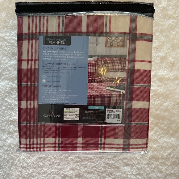Cuddl Duds Bedding Cuddl Duds Twin Size Heavy Weight Flannel Red